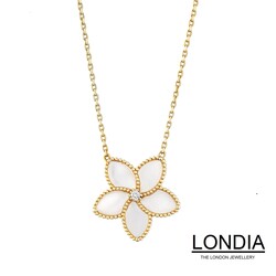 0.08 ct Londia Sakura Necklace / With Natural Mother Of Pearl and Diamond / 1120580 - 2