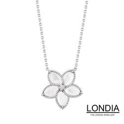 0.08 ct Londia Sakura Necklace / With Natural Mother Of Pearl and Diamond / 1120580 - 3