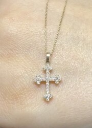 0.10 ct Londia Natural Diamond Cross Necklace / 1138624 - 1