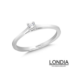 0.10 Karat Natürlicher Diamant Verlobungsring / Minimalistisch Design Ring / 1116603 - 