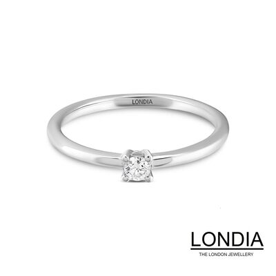 0.10 Karat Natürlicher Diamant Verlobungsring / Minimalistisch Design Ring / 1116062 - 2