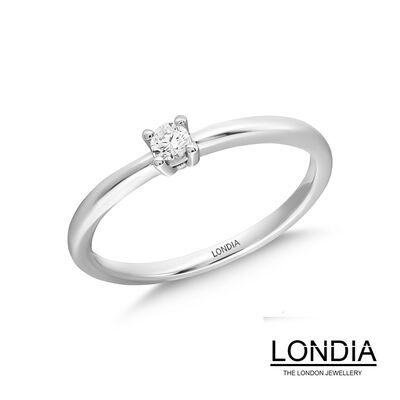 0.10 Karat Natürlicher Diamant Verlobungsring / Minimalistisch Design Ring / 1116062 - 1