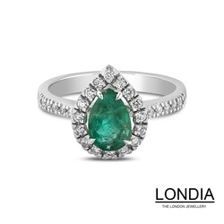1.13 ct Pear Cut Emerald and 0.34 ct Diamond Engagement Ring / 1115117 - 