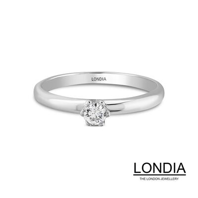 0.10 ct Natural Diamond Minimalist Engagement Ring / 1116563 - 2