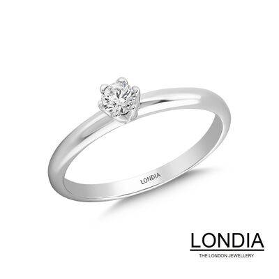0.10 ct Natural Diamond Minimalist Engagement Ring / 1116563 - 1