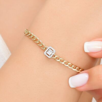 0.15 ct Diamond Baguette and Chain Bracelet / 1117453 - 1