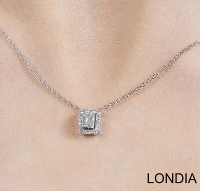 0.10 ct.Natural Diamond Baguette Necklace / Minimalist Necklace / 1123963 - 1