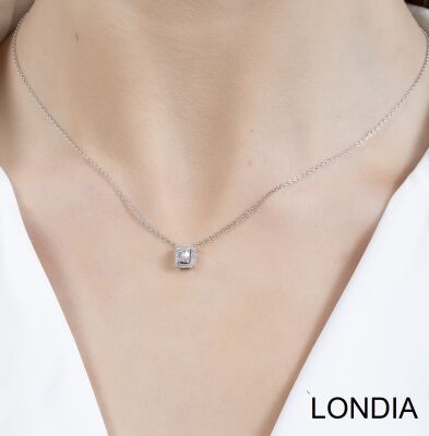 0.10 ct.Natural Diamond Baguette Necklace / Minimalist Necklace / 1123963 - 2