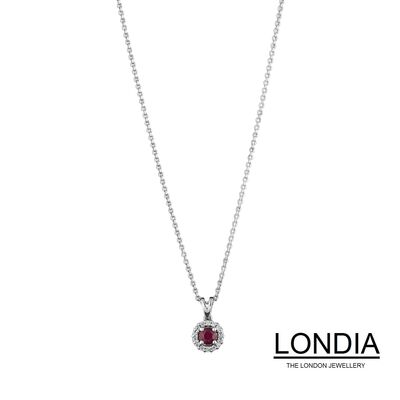 0.16 ct Round cut Ruby and 0.06 ct Diamond Necklace 1118818 - 2