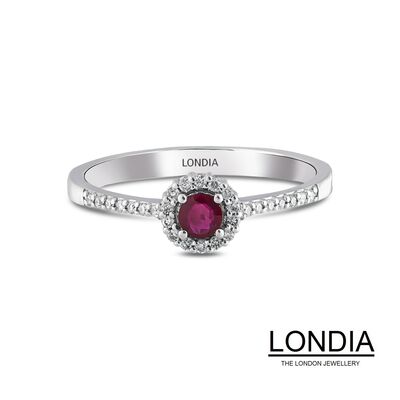 0.16 ct Ruby and 0.11 ct Diamond Engagement Ring / 1118816 - 1