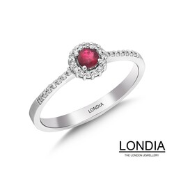 0.16 ct Ruby and 0.11 ct Diamond Engagement Ring / 1118816 - 2