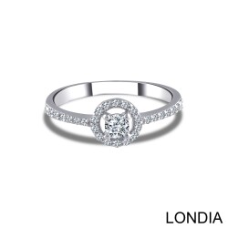 0.20 Karat Londia Natürlicher Diamant Halo Verlobungsring / 1129223 - 