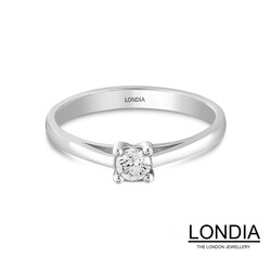 0.20 Karat Natürlicher Diamant Verlobungsring / Minimalistisch Design Ring / 1116554 - 2
