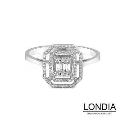 0.20 ct Diamond Double Halo Baguette Londia Best Seller Engagement Ring - 1
