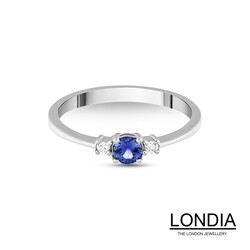 0.22 ct Natural Sapphire and 0.06 ct Diamond Engagement Ring / 1112539 - 