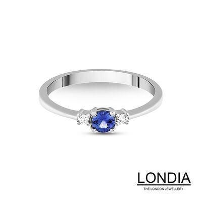 0.22 ct Natural Sapphire and 0.06 ct Diamond Engagement Ring / 1112539 - 1