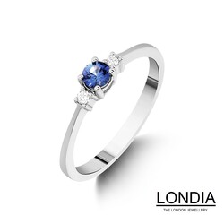 0.22 ct Natural Sapphire and 0.06 ct Diamond Engagement Ring / 1112539 - 2