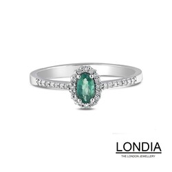 0.25 ct Oval Cut Emerald and 12 ct Diamond Engagement Ring / 1118823 - 