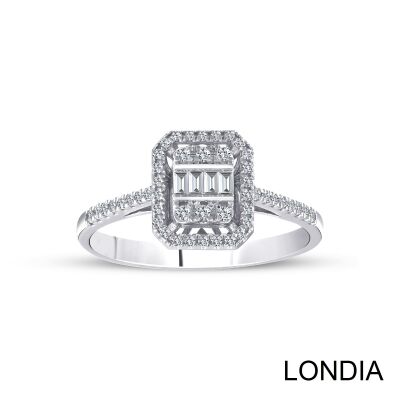 0.26 ct. Cluster Engagement Ring / Baguette Cut Ring / Best Seller Diamond Gold Ring / 1125997 - 1