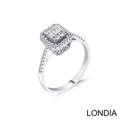 0.26 ct. Cluster Engagement Ring / Baguette Cut Ring / Best Seller Diamond Gold Ring / 1125997 - 2