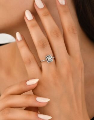0.26 ct. Cluster Engagement Ring / Baguette Cut Ring / Best Seller Diamond Gold Ring / 1125997 - 3