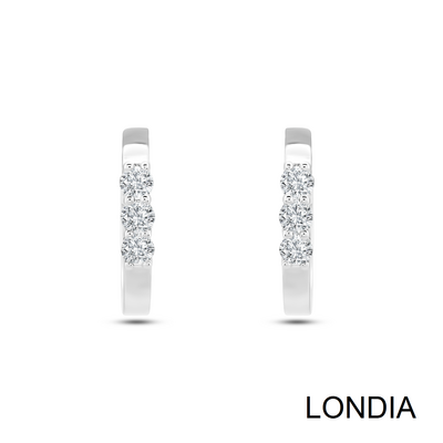 0.20 ct Londia Three Stone Diamond Hoop Earring / 1125313 - 3