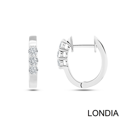 0.20 ct Londia Three Stone Diamond Hoop Earring / 1125313 - 1