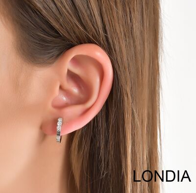 0.20 ct Londia Three Stone Diamond Hoop Earring / 1125313 - 2