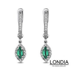 0.28 ct Emerald and 0.20 ct Diamond Engagement Earrings - 