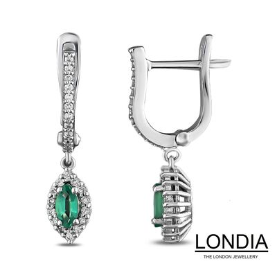 0.30 ct Marquise Cut Natural Emerald and 0.20 ct Natural Diamond Earring / 1118843 - 1