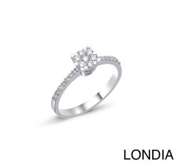 0.30 ct Londia Natural Diamond Magic Cluster Engagement Ring / F Rare White / 1138239 - 