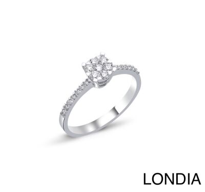 0.30 ct Londia Natural Diamond Magic Cluster Engagement Ring / F Rare White / 1138239 - 1