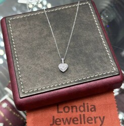 0.30 ct Minimalist Diamond Heart Necklace / Design Hear Pendant in Gold Round and Baguette Diamond / Unique Necklace / Valentine's Day Gift / 1134652 - 