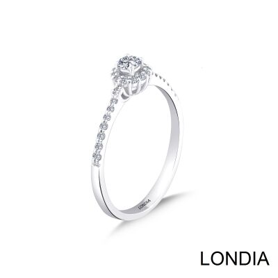 0.30 Karat Londia Natürlicher Diamant Halo Verlobungsring / 1126259 - 2