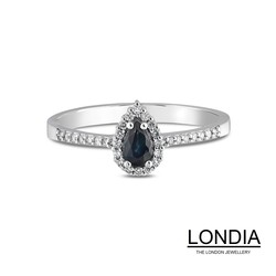 0.30 Sapphire and 0.12 Diamond Engagement Rings - 