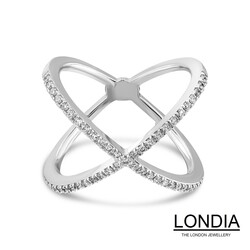 0.32 ct. Diamond Double Band Fashion Engagement Ring - 