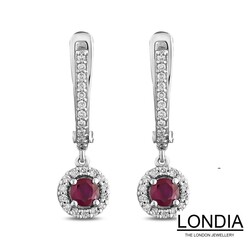 0.32 ct Ruby and 0.20 ct Diamond Engagement Earrings - 