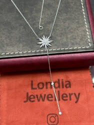0.34 ct Diamond Sun Necklace / Design Dangling Pendant in Gold Diamond / Unique Necklace / 1134584 - 2