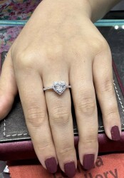 0.30 ct Londia Natural Diamond Heart Ring / Unique Baguette and Round Cut Diamond Ring / 1139410 - 1