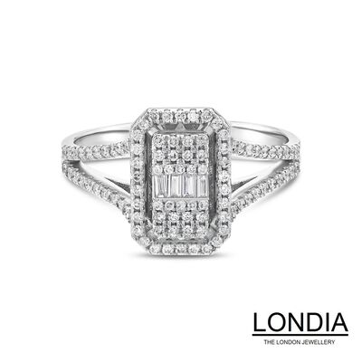 0.40 ct Londia Natural Diamond Baguette Fashion Ring / F Rare White / 1123705 - 1