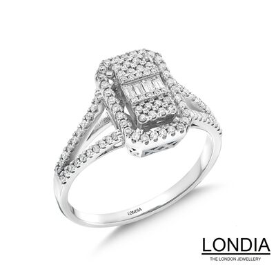 0.40 ct Londia Natural Diamond Baguette Fashion Ring / F Rare White / 1123705 - 2