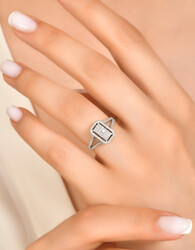 0.40 ct Londia Natural Diamond Baguette Fashion Ring / F Rare White / 1123705 - 3