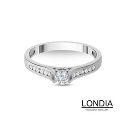 0.38 ct Side Diamond Engagement Ring / Valentine's Day Gift / 1111837 - 