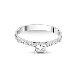 0.40 ct Princess Cut Diamond Ring / Side Diamond Engagement Ring / 1110437 - 