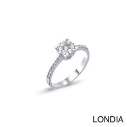0.40 ct Londia Natural Diamond Magic Cluster Engagement Ring / F Rare White / 1133736 - 
