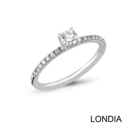 0.40 ct Londia Natural Side Diamond Engagement Ring / F Gia Certificated / 1131960 - 1
