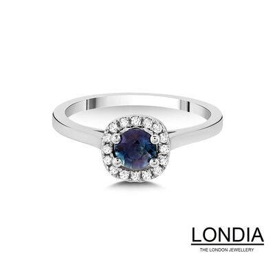 0.40 ct Sapphire and 0.12 ct Diamond Engagement Ring / 1116394 - 1