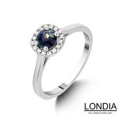 0.40 ct Sapphire and 0.12 ct Diamond Engagement Ring / 1116394 - 2
