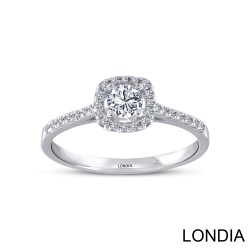 0.40 Karat Londia Natürlicher Diamant Halo Verlobungsring / 1124724 - 