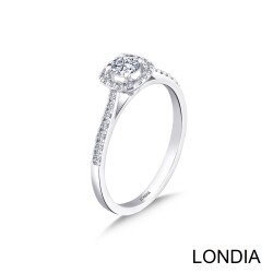 0.40 Karat Londia Natürlicher Diamant Halo Verlobungsring / 1124724 - 2